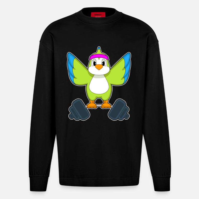 Haltère de musculation Parrot - Manches longues bio épais oversize fabriqué en UE - SOLID BLACK