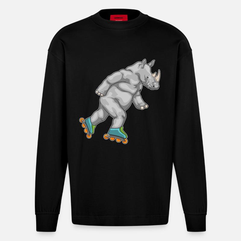 Nashorn Inline skating Rollschuhe - Heavyweight Oversized Organic Langarmshirt Made in EU - SOLID BLACK