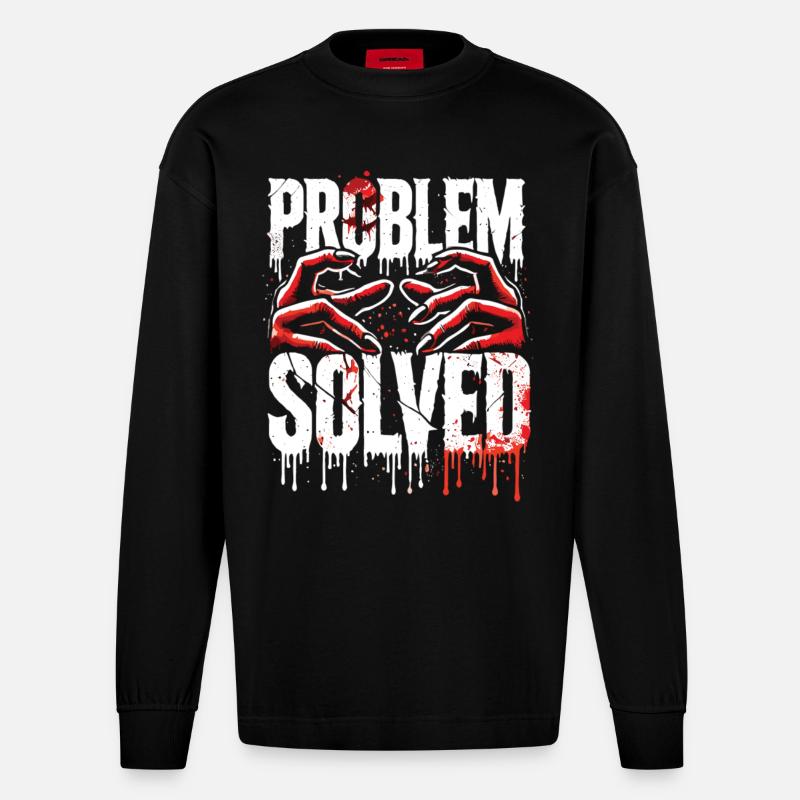 Solution choquante - Problème résolu - Manches longues bio épais oversize fabriqué en UE - SOLID BLACK