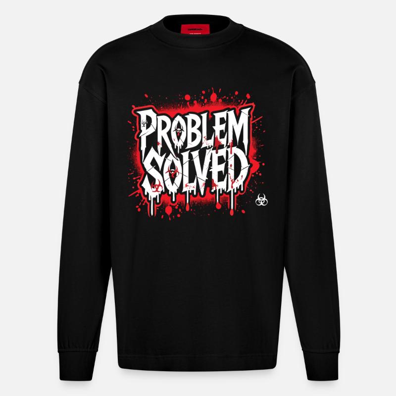 Schockierende Lösung - Problem Solved - Heavyweight Oversized Organic Langarmshirt Made in EU - SOLID BLACK