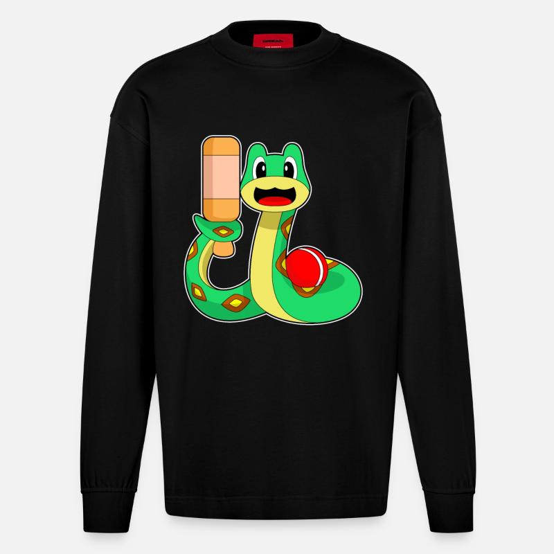 Serpent Cricket Batte de cricket - Manches longues bio épais oversize fabriqué en UE - SOLID BLACK