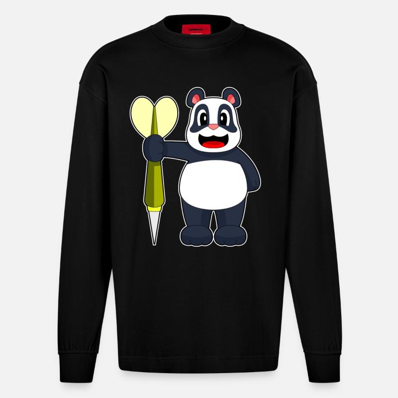 Panda Dart Dartpfeil - Manches longues bio épais oversize fabriqué en UE - SOLID BLACK
