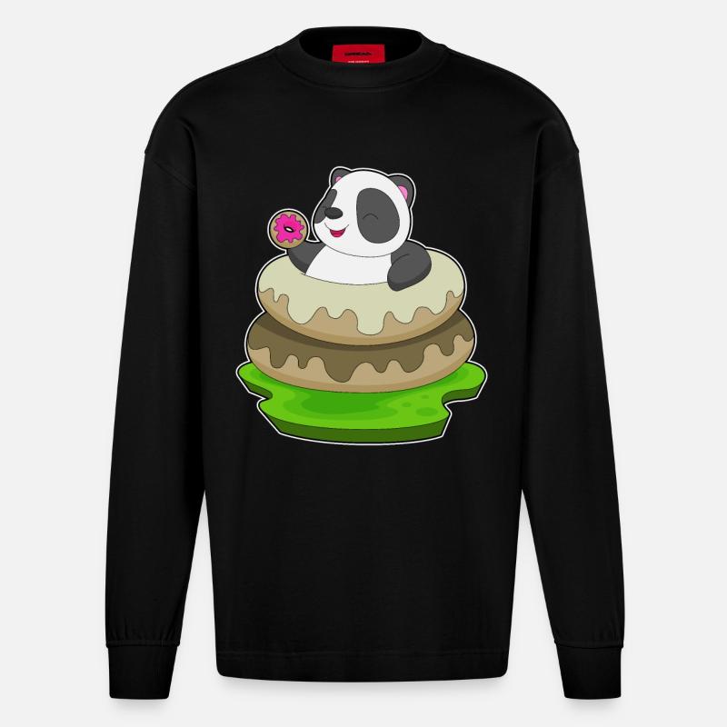 Beignets Panda - Manches longues bio épais oversize fabriqué en UE - SOLID BLACK