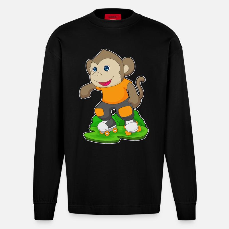 Monkey Rollers Rollers Rollers - Manches longues bio épais oversize fabriqué en UE - SOLID BLACK
