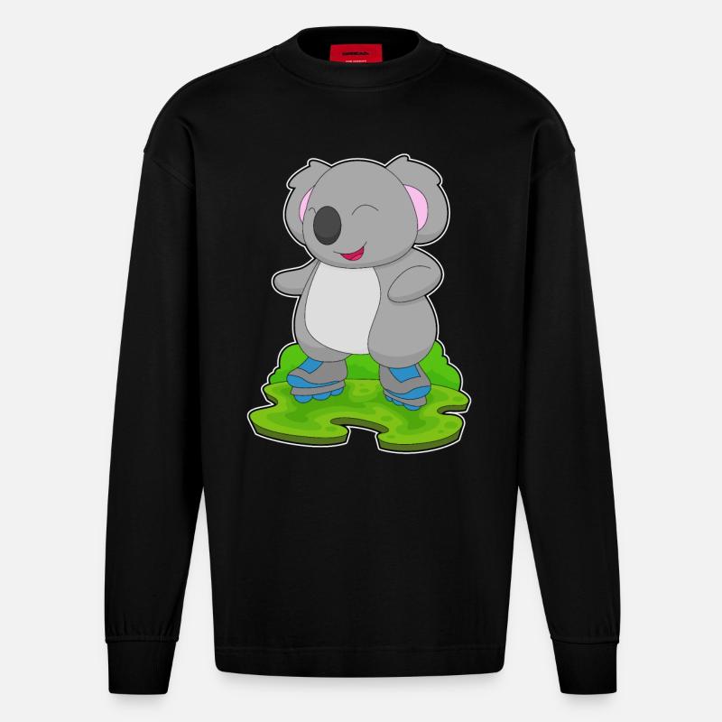 Koala Inline skating Rollschuhe - Heavyweight Oversized Organic Langarmshirt Made in EU - SOLID BLACK