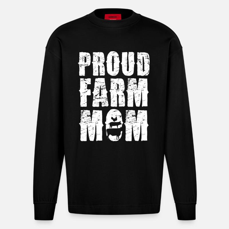Stolze Farm Mama Statement - Heavyweight Oversized Organic Langarmshirt Made in EU - SOLID BLACK
