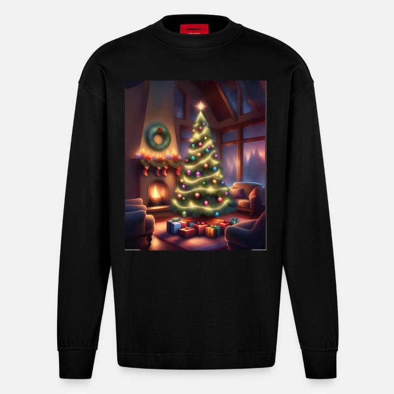Heiligabend - Heavyweight Oversized Organic Langarmshirt Made in EU - SOLID BLACK