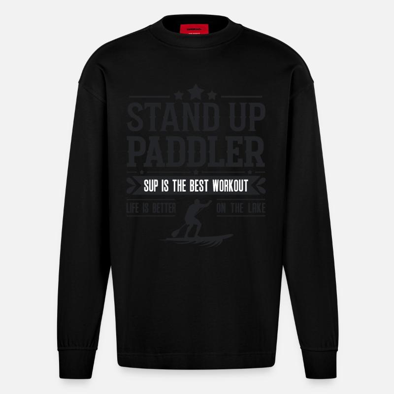 Stand Up Paddler - Manches longues bio épais oversize fabriqué en UE - SOLID BLACK