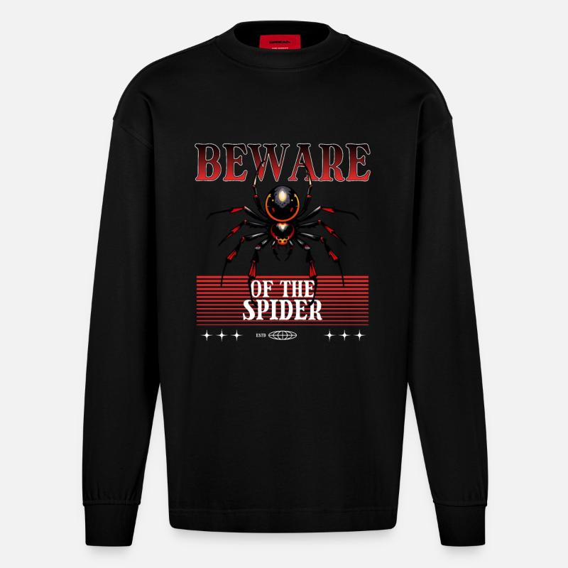 Spinne - Heavyweight Oversized Organic Langarmshirt Made in EU - SOLID BLACK