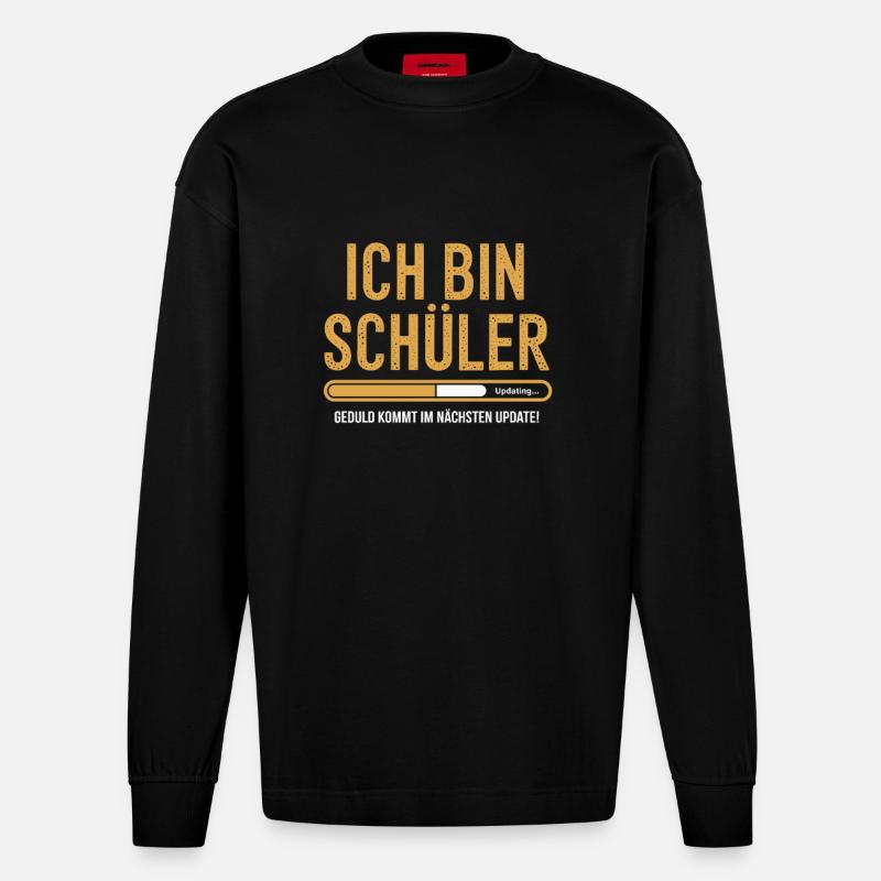 Ich bin Schüler - Heavyweight Oversized Organic Langarmshirt Made in EU - SOLID BLACK