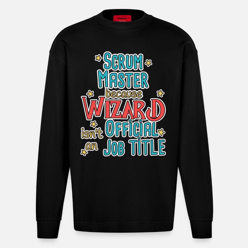 Scrum Master Wizard - Heavyweight Oversized Organic Langarmshirt Made in EU - SOLID BLACK