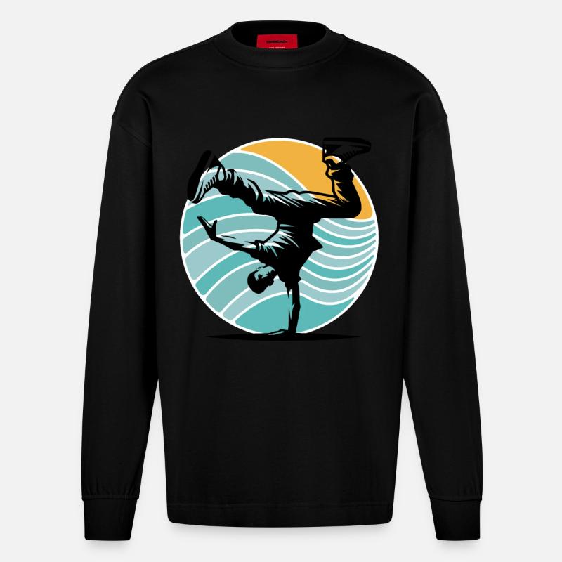 Breakdance - Heavyweight Oversized Organic Langarmshirt Made in EU - SOLID BLACK