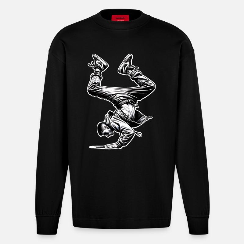 Breakdance - Heavyweight Oversized Organic Langarmshirt Made in EU - SOLID BLACK