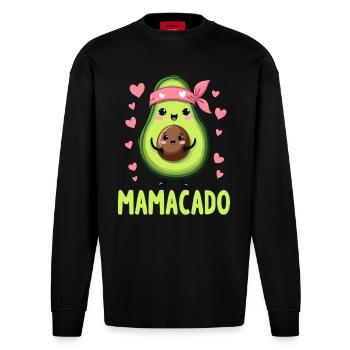 Werdende Mama & Mutter, Mamacado, Schwangerschaft - Heavyweight Oversized Organic Langarmshirt Made in EU - SOLID BLACK - Vorne