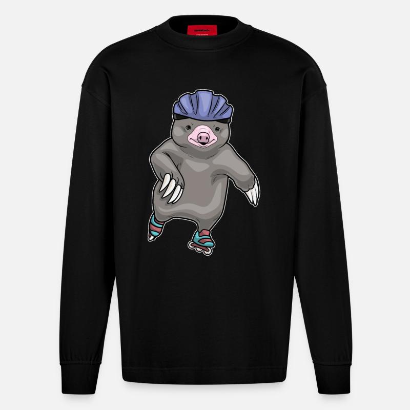 Maulwurf Inline skating Rollschuhe - Heavyweight Oversized Organic Langarmshirt Made in EU - SOLID BLACK