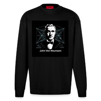 Erbe der Menschheit - John von Neumann - Heavyweight Oversized Organic Langarmshirt Made in EU - SOLID BLACK - Vorne