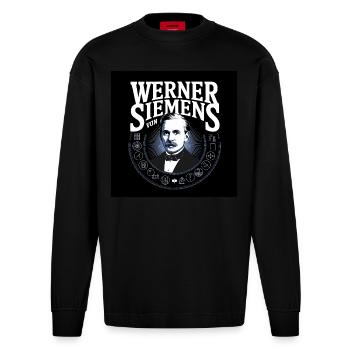Erbe der Menschheit - Werner von Siemens2 - Heavyweight Oversized Organic Langarmshirt Made in EU - SOLID BLACK - Vorne