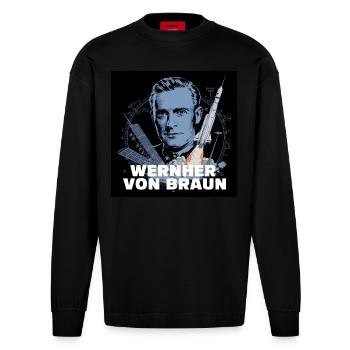 Erbe der Menschheit - Wernher von Braun - Heavyweight Oversized Organic Langarmshirt Made in EU - SOLID BLACK - Vorne