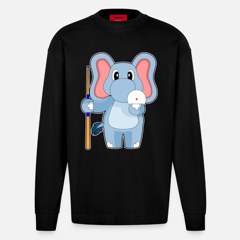 Cue de billard éléphant - Manches longues bio épais oversize fabriqué en UE - SOLID BLACK