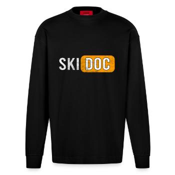 Ski Doc Winter Sports - Heavyweight Oversized Organic Longsleeve Shirt Made in EU - SOLID BLACK - Front