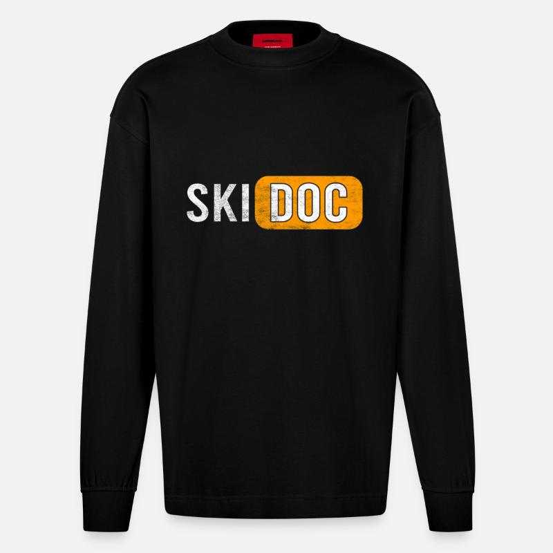 Ski Doc Wintersport - Heavyweight Oversized Organic Langarmshirt Made in EU - SOLID BLACK