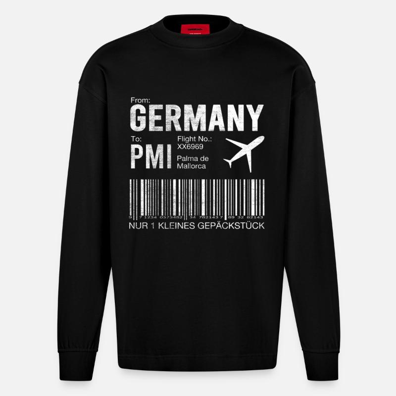 Billet d’avion Palma - Manches longues bio épais oversize fabriqué en UE - SOLID BLACK