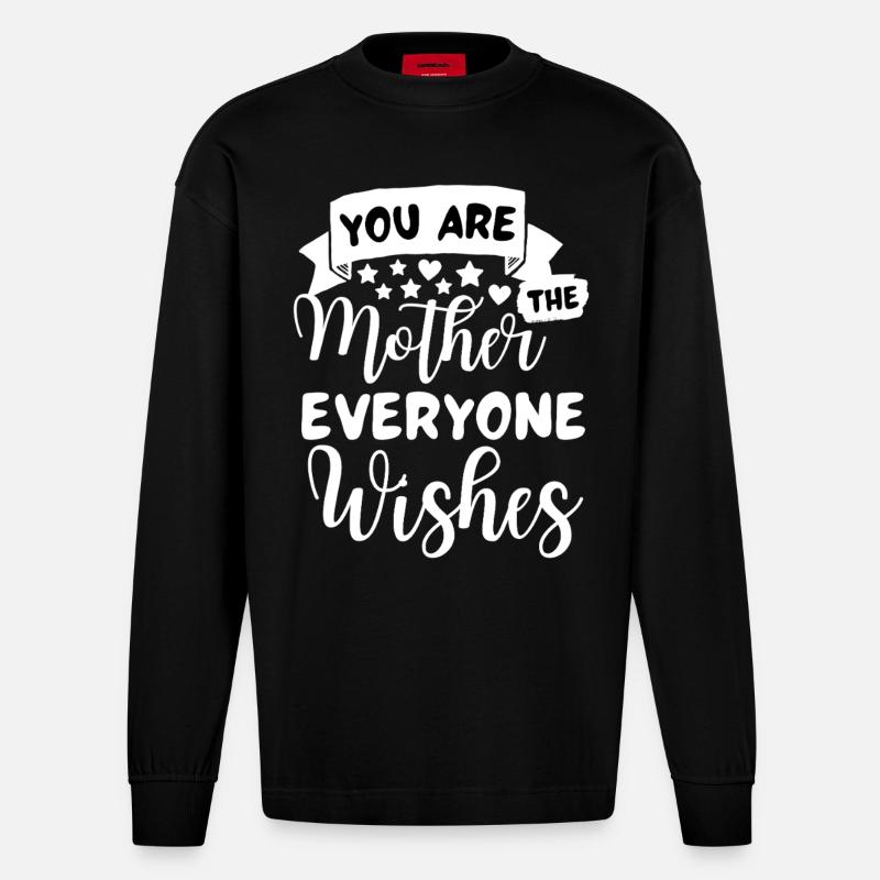 Beste Mama Spruch Mutter Sprüche - Heavyweight Oversized Organic Langarmshirt Made in EU - SOLID BLACK