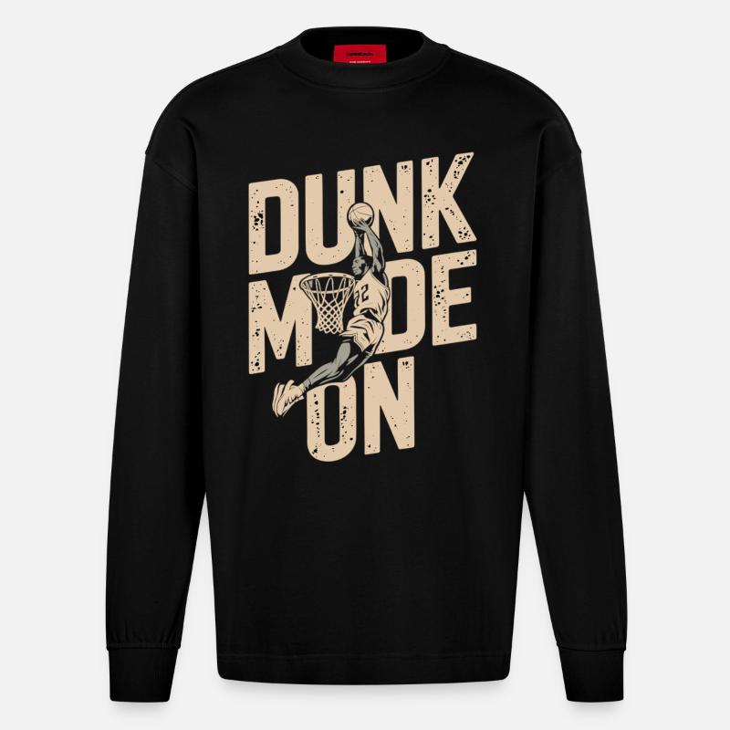 Mode dunk activé - Manches longues bio épais oversize fabriqué en UE - SOLID BLACK