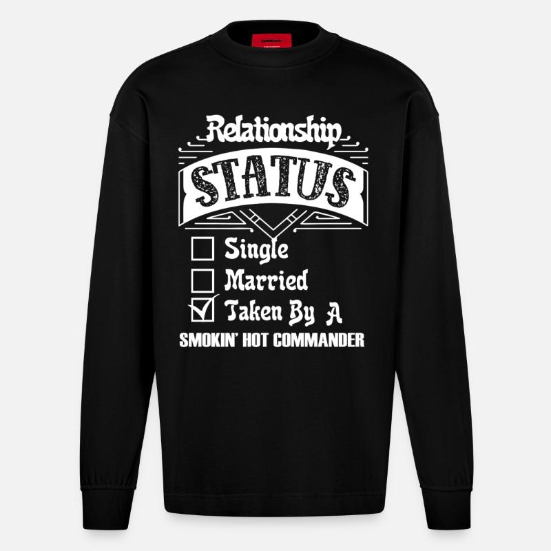 Commander Commander Relationship Status - Heavyweight Oversized Organic Longsleeve Shirt Made in EU - SOLID BLACK