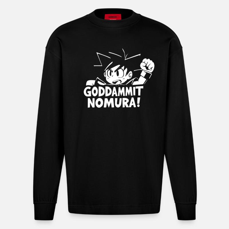 Goddammit Nomura – Chibi Design - Heavyweight Oversized Organic Longsleeve Shirt Made in EU - SOLID BLACK