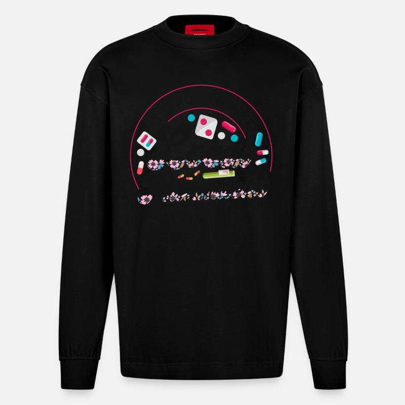 Pharmacy Tech Technician - Heavyweight Oversized Organic Longsleeve Shirt Made in EU - SOLID BLACK