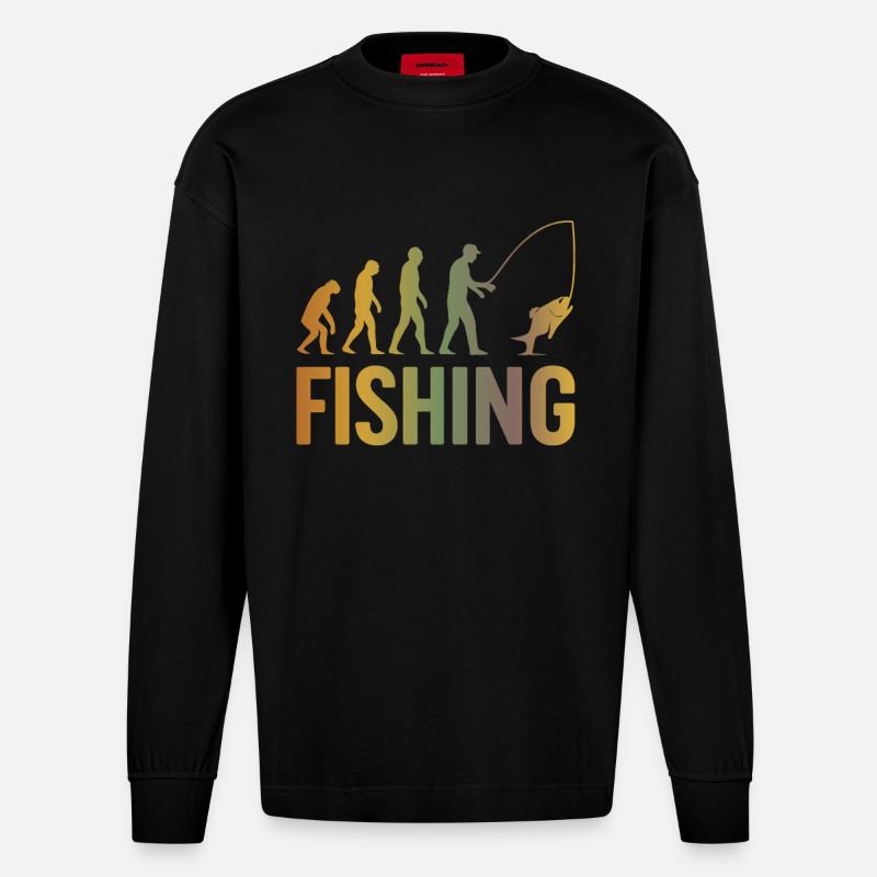 Evolution pour la pêche - Manches longues bio épais oversize fabriqué en UE - SOLID BLACK