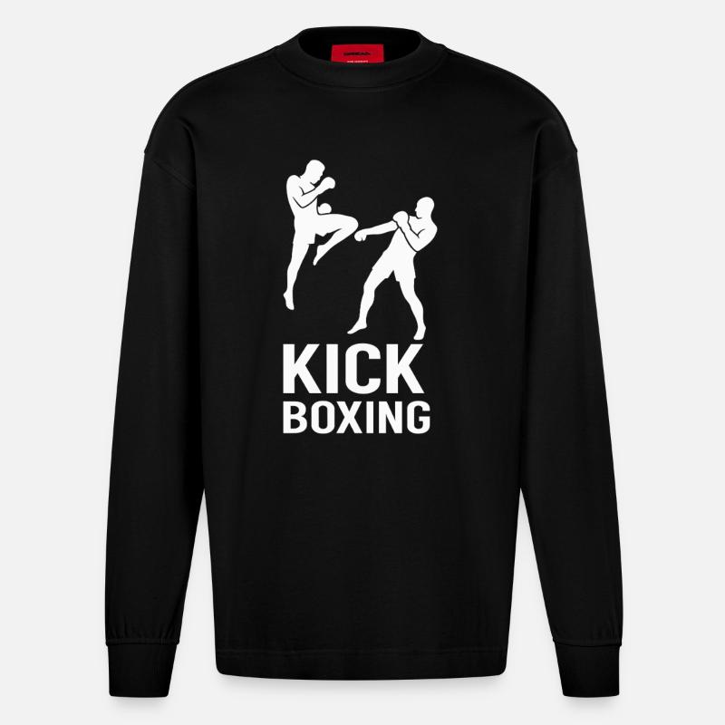 Kickboxing Fighters - Heavyweight Oversized Organic Langarmshirt Made in EU - SOLID BLACK
