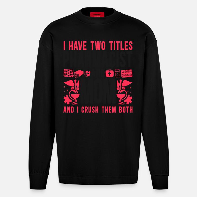 Pharmacy Tech Technician - Heavyweight Oversized Organic Langarmshirt Made in EU - SOLID BLACK