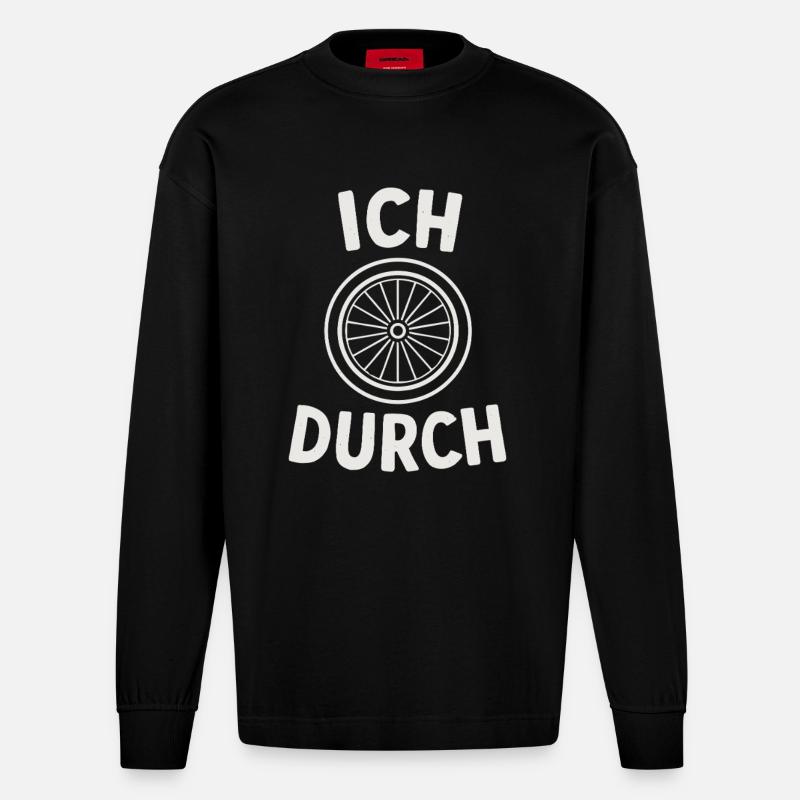 Je deviens fou – vélo - Manches longues bio épais oversize fabriqué en UE - SOLID BLACK