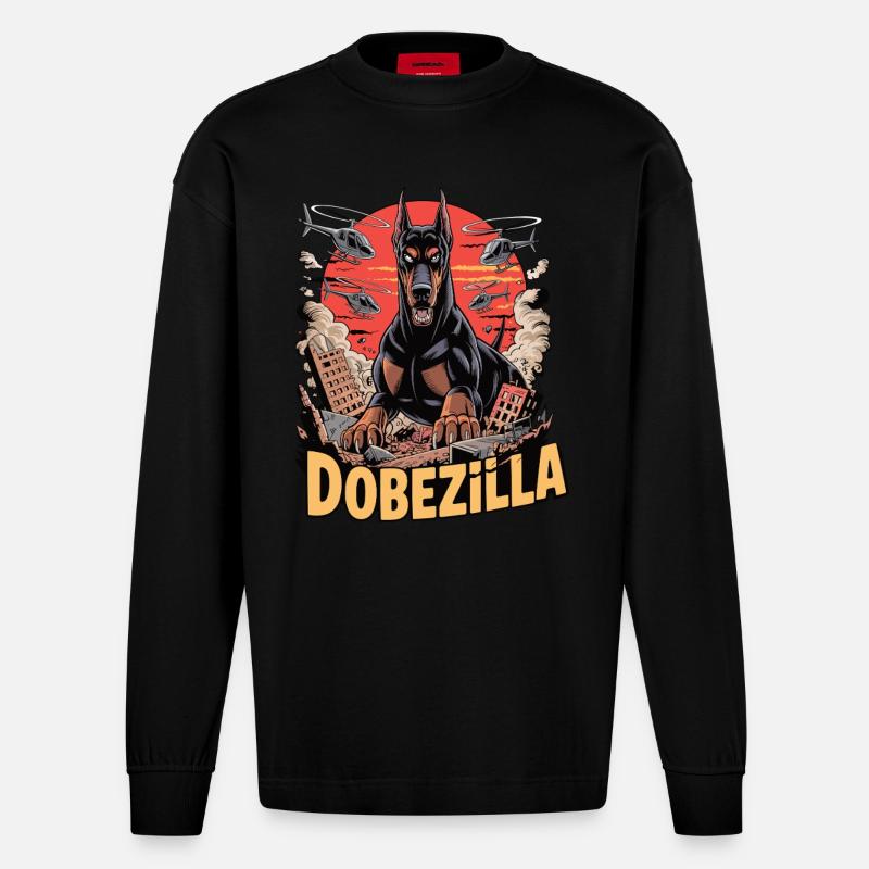 Dobezilla – Der Wachhund der Apokalypse - Heavyweight Oversized Organic Langarmshirt Made in EU - SOLID BLACK