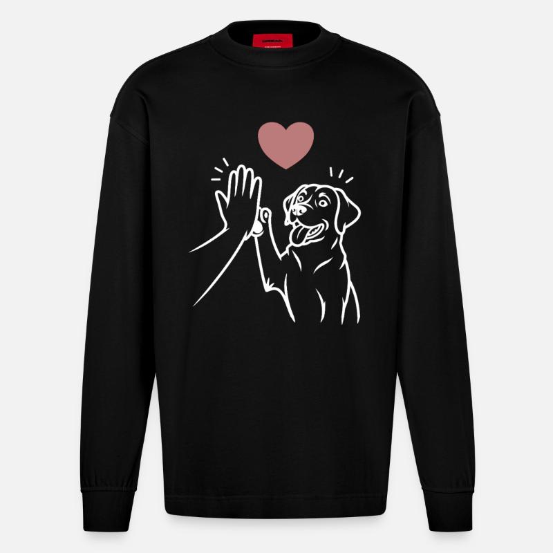 Labrador high five - Manches longues bio épais oversize fabriqué en UE - SOLID BLACK