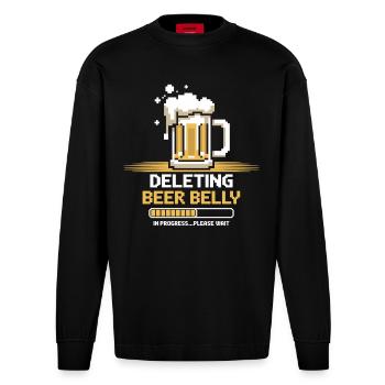 Progrès : Poitrine de bière claire - Manches longues bio épais oversize fabriqué en UE - SOLID BLACK - Devant