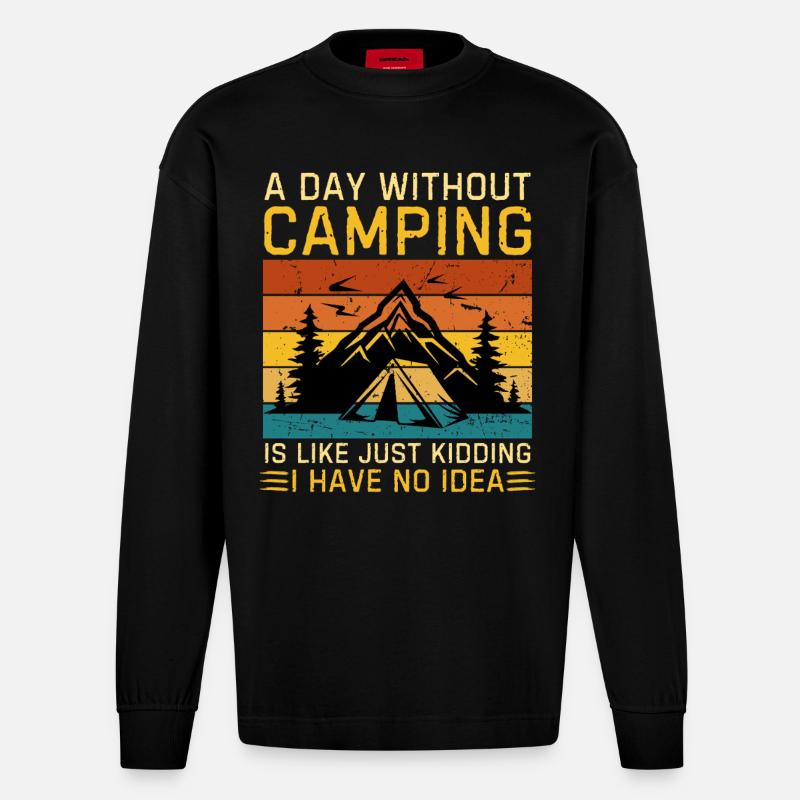 Drôle de camping dicton camping - Manches longues bio épais oversize fabriqué en UE - SOLID BLACK