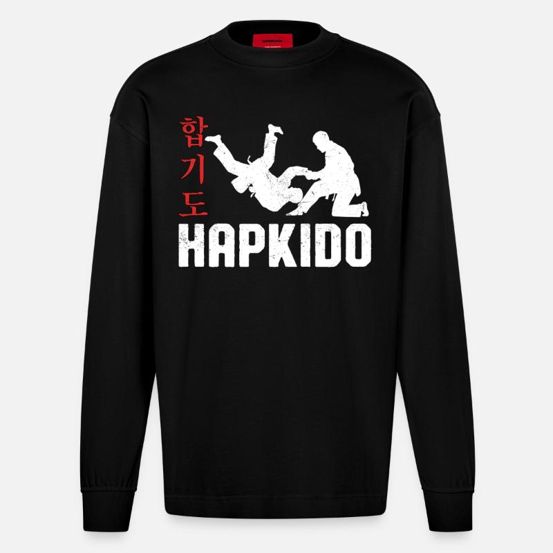 Hapkido - Heavyweight Oversized Organic Langarmshirt Made in EU - SOLID BLACK