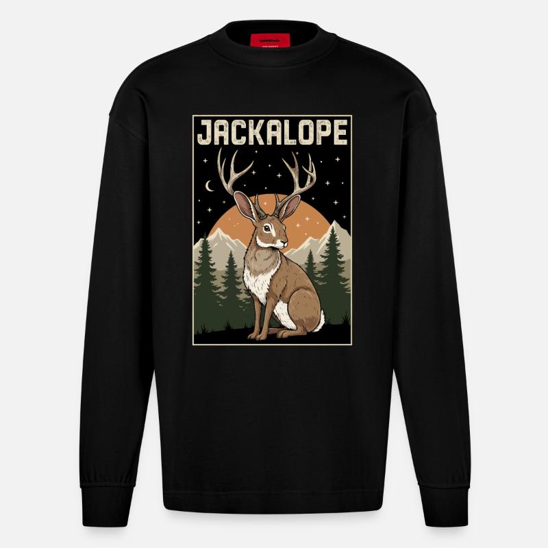 Jackalope - Heavyweight Oversized Organic Langarmshirt Made in EU - SOLID BLACK
