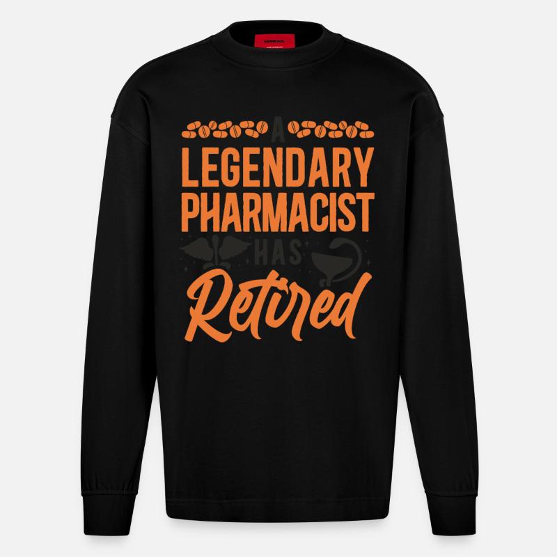 Technicien en pharmacie - Manches longues bio épais oversize fabriqué en UE - SOLID BLACK