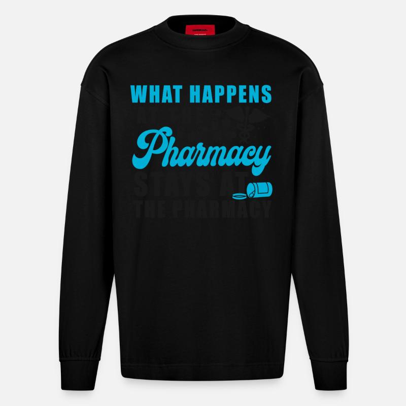 Pharmacy Tech Technician - Heavyweight Oversized Organic Longsleeve Shirt Made in EU - SOLID BLACK