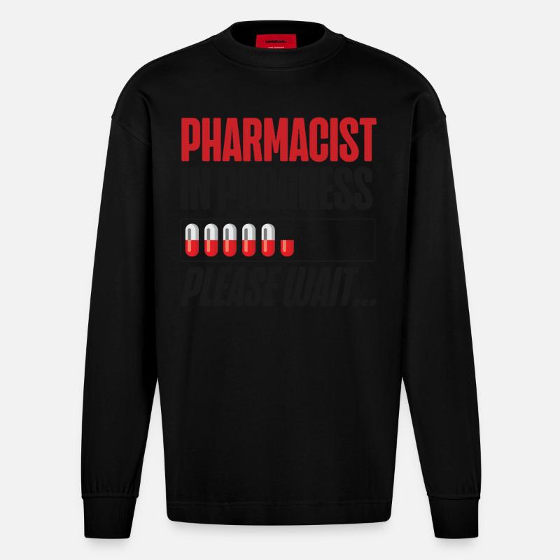 Pharmacy Tech Technician - Heavyweight Oversized Organic Langarmshirt Made in EU - SOLID BLACK