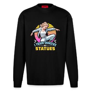 Dance Teacher I Train Dancers Dance Instructor - Heavyweight Oversized Organic Longsleeve Shirt Made in EU - SOLID BLACK - Front