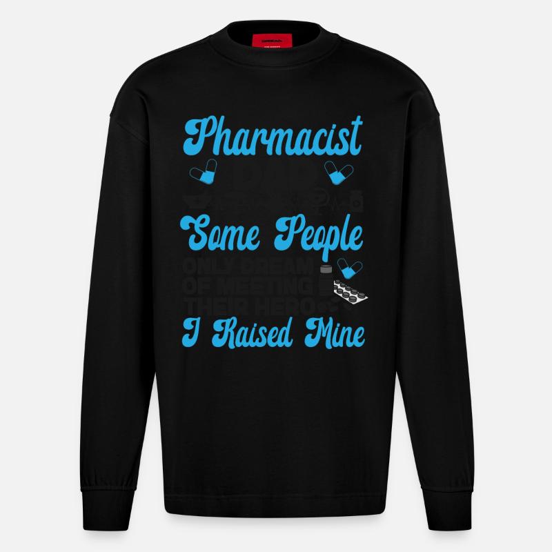 Pharmacy Tech Technician - Heavyweight Oversized Organic Langarmshirt Made in EU - SOLID BLACK