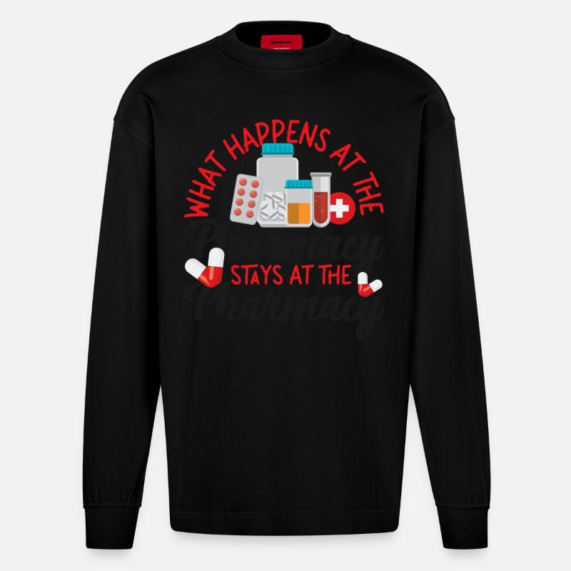 Pharmacy Tech Technician - Heavyweight Oversized Organic Langarmshirt Made in EU - SOLID BLACK