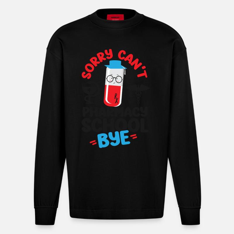 Pharmacy Tech Technician - Heavyweight Oversized Organic Langarmshirt Made in EU - SOLID BLACK