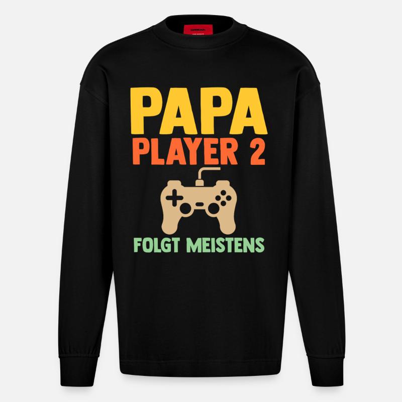 Père Équipe Papa - Manches longues bio épais oversize fabriqué en UE - SOLID BLACK