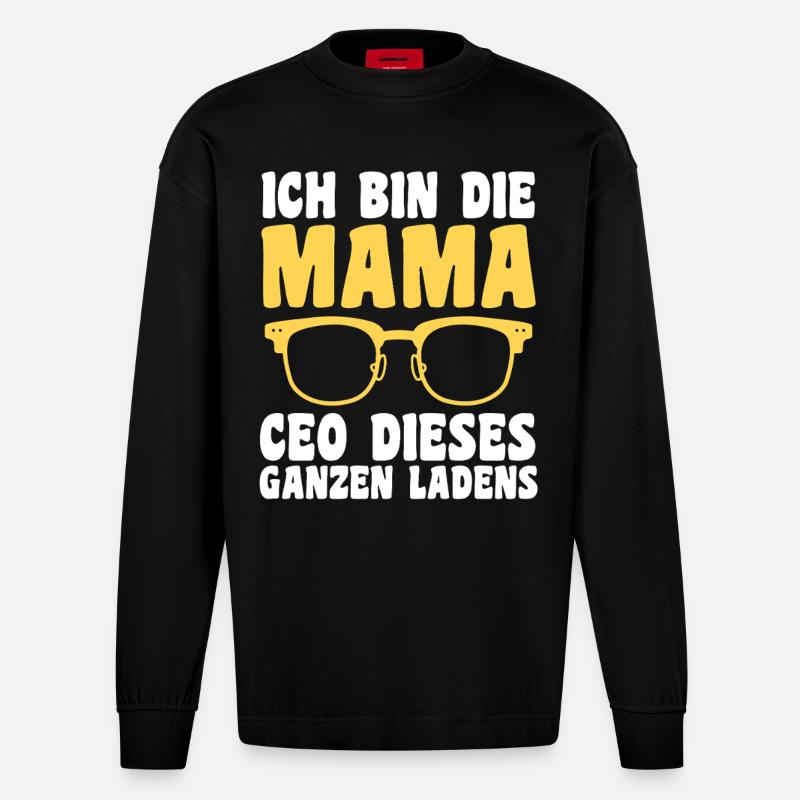 Mère Équipe Maman - Manches longues bio épais oversize fabriqué en UE - SOLID BLACK